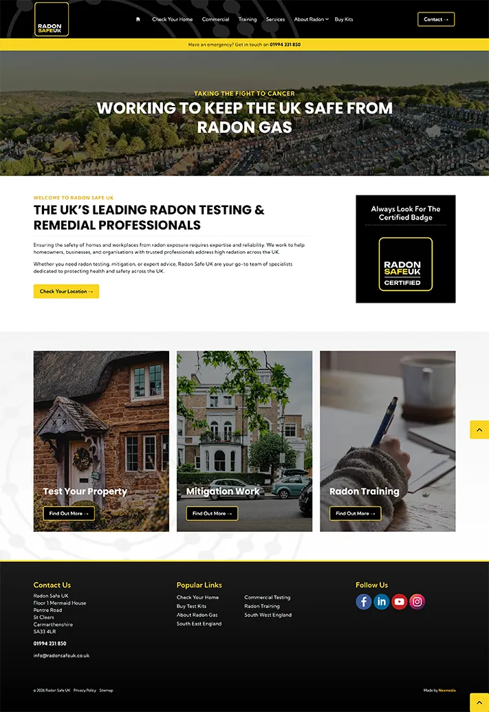 Radon Safe UK - Website Design, Branding & Content Writing